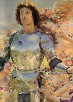 Georges Antoine Rochegrosse : The Knight of the Flowers detail